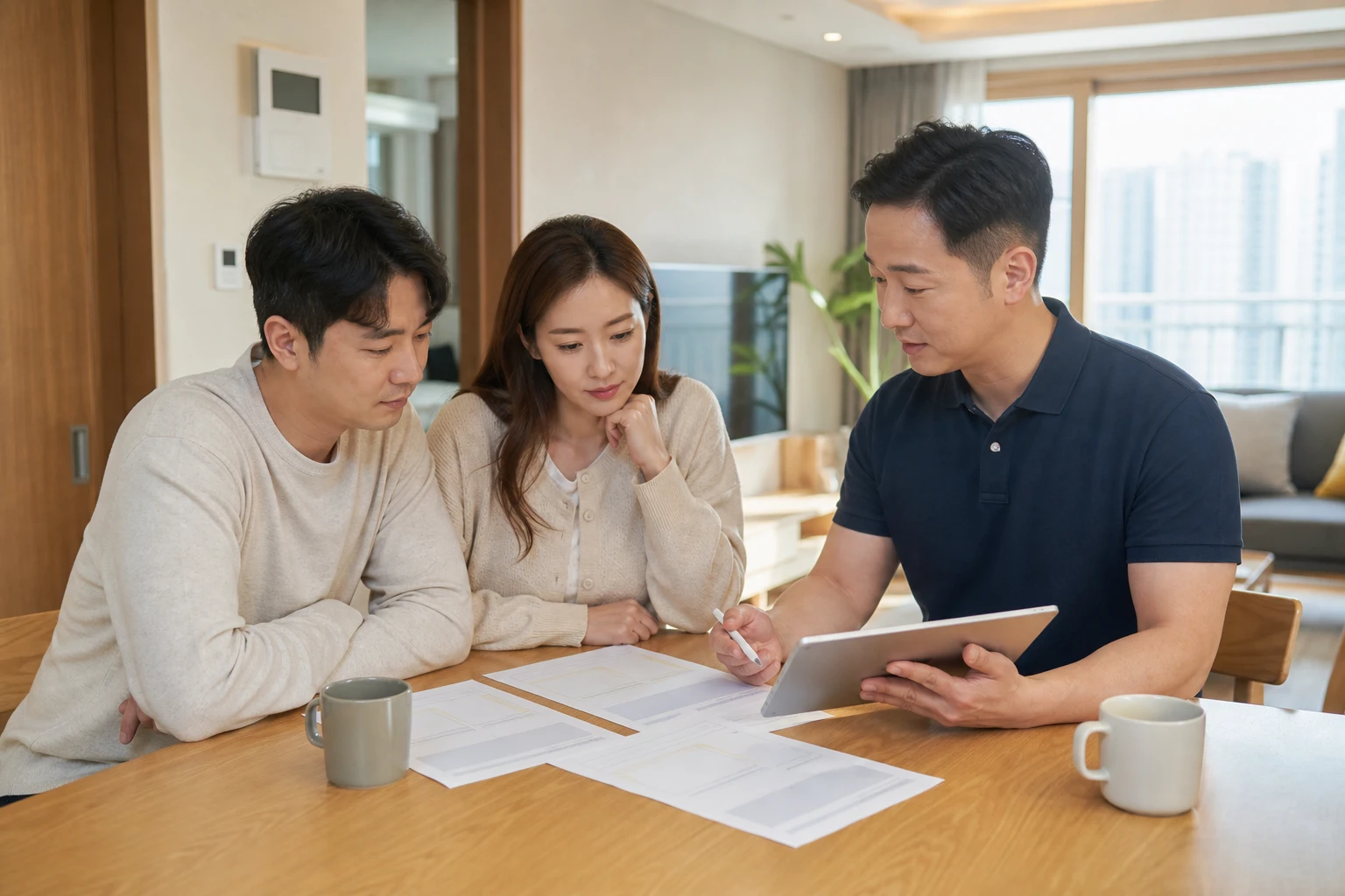 입주청소 비용 현장 조건을 확인하는 모습